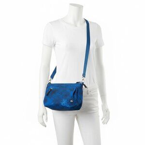 Haiku Crossbody Purse Blue Floral Nylon Bag Adjustable Strap Travel Organizer